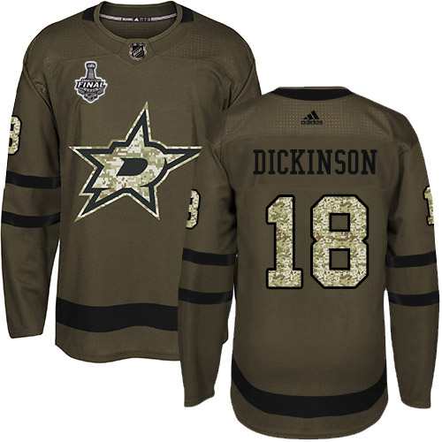 Men Adidas Dallas Stars #18 Jason Dickinson Green Salute to Service 2020 Stanley Cup Final Stitched NHL Jersey